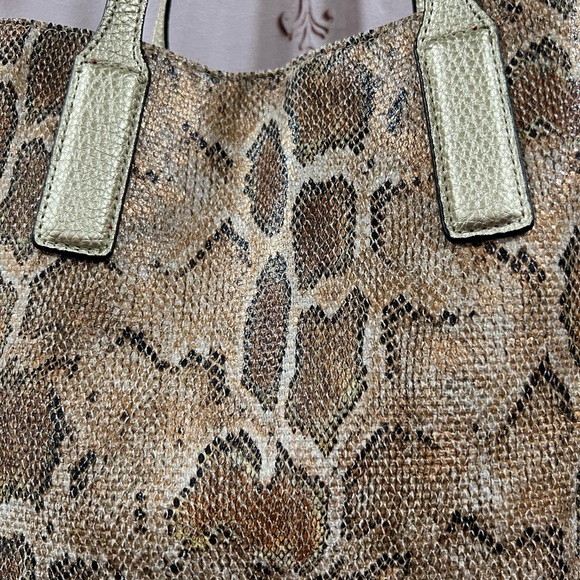 Neiman Marcus gold snake print tote bag - Picture 8 of 9